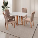 Ver imagem 1 de Conjunto Sala de Jantar Mesa Viena com 4 Cadeiras Madeira Maciça e Estofada Bella Espresso Móveis 