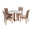 Ver imagem 2 de Conjunto Sala de Jantar Mesa Viena com 4 Cadeiras Madeira Maciça e Estofada Bella Espresso Móveis 