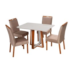 Conjunto Mesa Viena com 4 Cadeiras de Madeira Maciça e Estofada Bella Authentic Espresso Móveis - 2