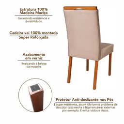 Conjunto Mesa Viena com 4 Cadeiras de Madeira Maciça e Estofada Bella Authentic Espresso Móveis - 15
