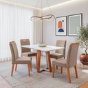 Ver imagem 1 de Conjunto Sala de Jantar Mesa Viena com 4 Cadeiras Madeira Maciça e Estofada Bella Espresso Móveis Ma