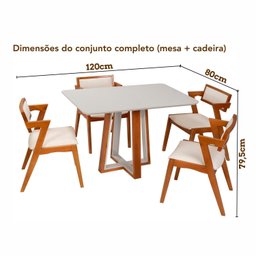 Conjunto Mesa Viena com 4 Cadeiras de Madeira Maciça e Estofada Ímola Authentic Espresso Móveis - 4