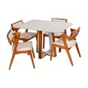 Ver imagem 3 de Conjunto Mesa Viena 4 Lugares com Tampo Off White e 4 Cadeiras em Madeira Maciça Estofadas Ímola