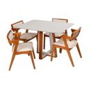 Ver imagem 3 de Conjunto Mesa Viena 4 Lugares com Tampo Off White e 4 Cadeiras em Madeira Maciça Estofadas Ímola