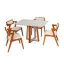 Ver imagem 2 de Conjunto Mesa Viena com 4 Cadeiras Madeira Maciça e Estofada Ímola Espresso Móveis Marrom/Champagnhe/Off White