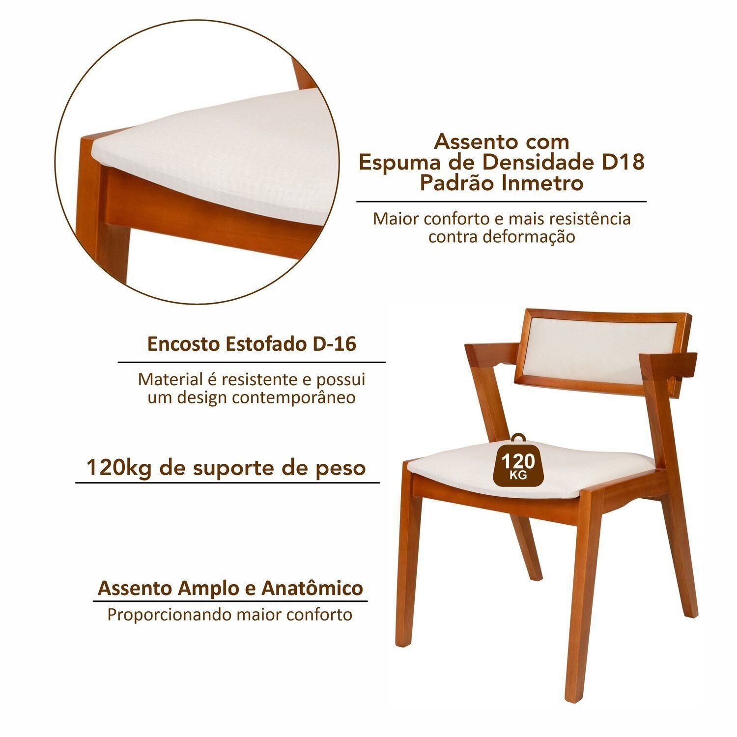 Conjunto Mesa Viena com 4 Cadeiras de Madeira Maciça e Estofada Ímola Authentic Espresso Móveis - 16