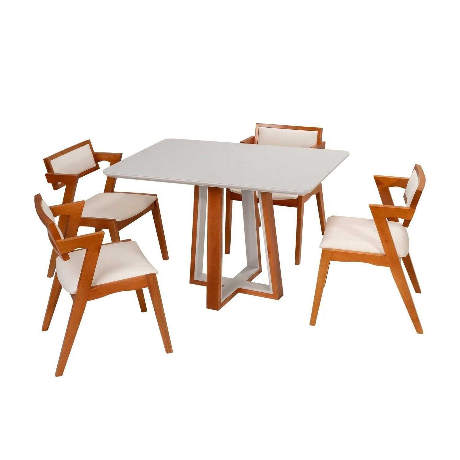 Conjunto Mesa Viena com 4 Cadeiras de Madeira Maciça e Estofada Ímola Authentic Espresso Móveis - 2