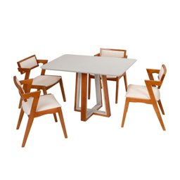 Conjunto Mesa Viena com 4 Cadeiras de Madeira Maciça e Estofada Ímola Authentic Espresso Móveis - 2