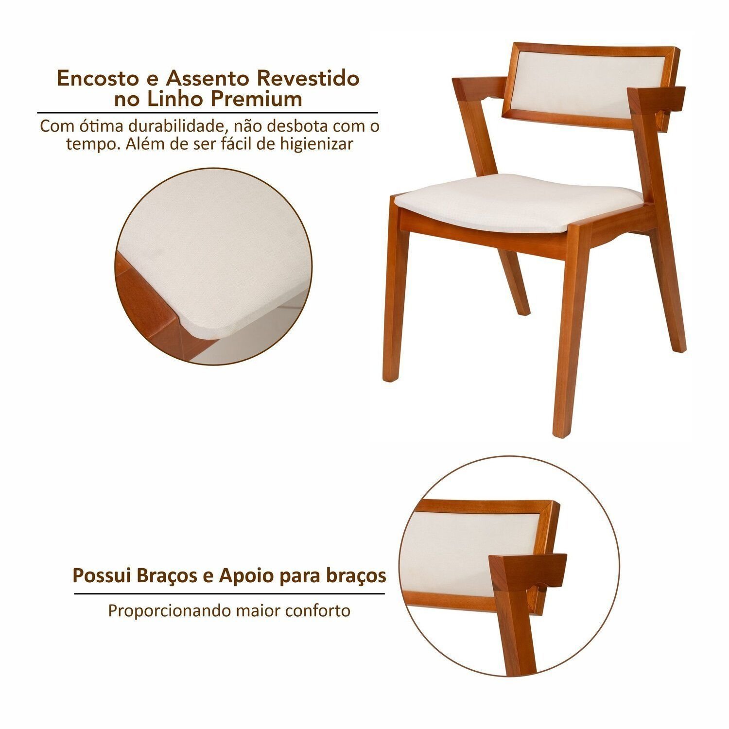 Conjunto Mesa Viena com 4 Cadeiras de Madeira Maciça e Estofada Ímola Authentic Espresso Móveis - 17
