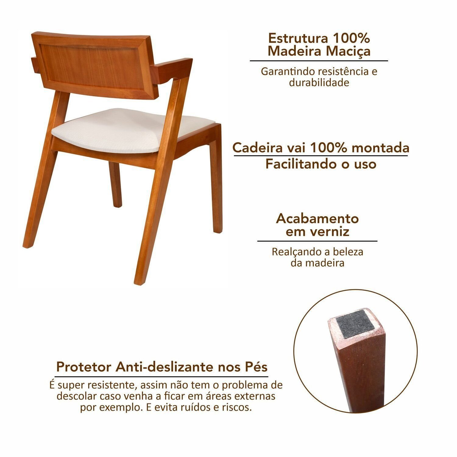 Conjunto Mesa Viena com 4 Cadeiras de Madeira Maciça e Estofada Ímola Authentic Espresso Móveis - 15