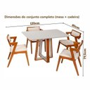 Ver imagem 4 de Conjunto Mesa Viena 4 Lugares com Tampo Off White e 4 Cadeiras em Madeira Maciça Estofadas Ímola