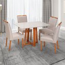 Ver imagem 1 de Conjunto Mesa Itália com 4 Cadeiras Madeira Maciça, Estofada e Bordada Liz Espresso Móveis Marrom/Ch