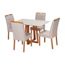 Ver imagem 3 de Conjunto Mesa Itália com 4 Cadeiras Madeira Maciça, Estofada e Bordada Liz Espresso Móveis Marrom/Ch