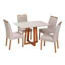 Ver imagem 2 de Conjunto Mesa Itália com 4 Cadeiras Madeira Maciça, Estofada e Bordada Liz Espresso Móveis Marrom/Ch