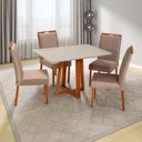 Ver imagem 1 de Conjunto Mesa Itália com 4 Cadeiras Madeira Maciça e Estofada Bella Espresso Móveis Marrom/Champagnh