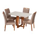 Ver imagem 3 de Conjunto Mesa Itália com 4 Cadeiras Madeira Maciça e Estofada Bella Espresso Móveis Marrom/Champagnh