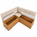 Ver imagem 2 de Conjunto Canto Baú com Mesa de Jantar Retangular 120x80cm 2 Cadeiras Yescasa Bege/Mel/Off White/Marfim