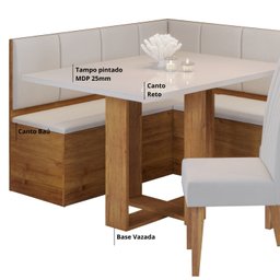 Conjunto Canto Baú com Mesa de Jantar Retangular 120x80cm SEM Vidro e 2 Cadeiras - 7