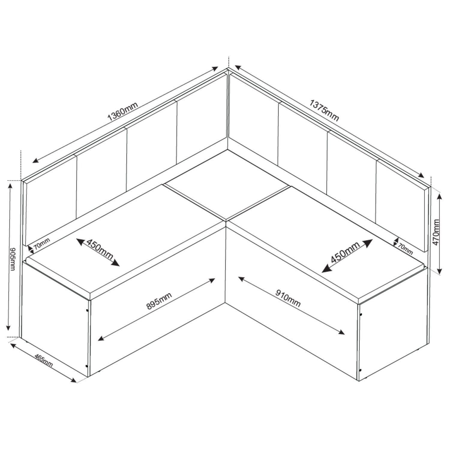 Conjunto Canto Baú com Mesa de Jantar Retangular 120x80cm SEM Vidro e 2 Cadeiras - 5