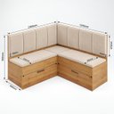 Ver imagem 3 de Conjunto Canto Baú com Mesa de Jantar Retangular 120x80cm 2 Cadeiras Yescasa Bege/Mel/Off White/Marfim