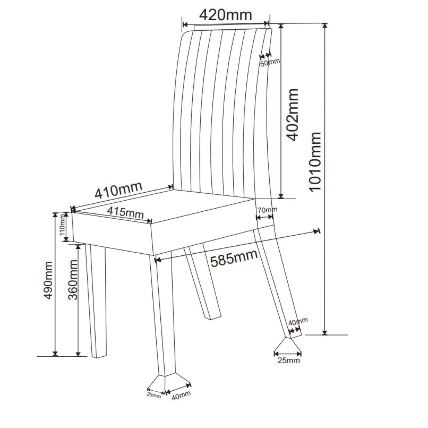 Conjunto Canto Baú com Mesa de Jantar Retangular 120x80cm SEM Vidro e 2 Cadeiras - 4