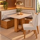 Ver imagem 6 de Conjunto Canto Baú com Mesa de Jantar Retangular 120x80cm 2 Cadeiras Yescasa Bege/Mel/Off White/Marfim