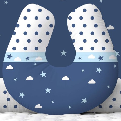 Almofada para Amamentar com Zíper Azul Céu Estrelas