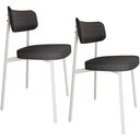 Ver imagem 1 de Kit 02 Cadeiras Estofada para Sala de Jantar Astrid Branco C01 Linho Preto - Lyam Decor