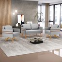 Ver imagem 2 de Kit 01 Namoradeira 02 Lugares e 02 Poltronas Mari Suede Base de Madeira MA30 - D’Rossi Cinza
