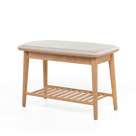 Banco Sapateira com Prateleira Ripada Liva 70 Cm X 36 Cm Tauari Cinza