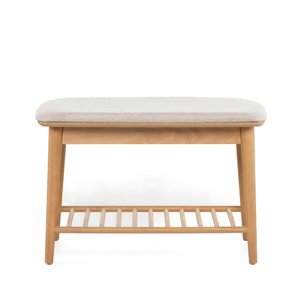 Banco Sapateira com Prateleira Ripada Liva 70 Cm X 36 Cm Tauari Cinza