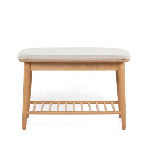 Banco Sapateira com Prateleira Ripada Liva 70 Cm X 36 Cm Tauari Cinza