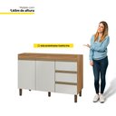 Ver imagem 3 de Balcão Gabinete para Pia Karen 119cm sem Tampo 2 Portas Nature Off White - Abmaza Peternella