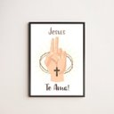 Ver imagem 2 de Quadro Decorativo Jesus Te Ama 45X34Cm