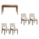 Ver imagem 2 de Conjunto Mesa de Jantar Addar 4 Cadeiras Madeira Maciça Estofadas Ella Canella/Linho Off White