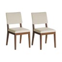 Ver imagem 5 de Conjunto Mesa de Jantar Addar 4 Cadeiras Madeira Maciça Estofadas Ella Canella/Linho Off White