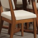 Ver imagem 7 de Conjunto Mesa de Jantar Addar 4 Cadeiras Madeira Maciça Estofadas Ella Canella/Linho Off White