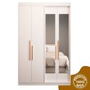 Ver imagem 3 de Guarda Roupa Solteiro com Espelho 4 Portas 2 Gavetas 100% MDF Manila Branco Ártico