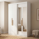 Ver imagem 1 de Guarda Roupa Solteiro com Espelho 4 Portas 2 Gavetas 100% MDF Manila Branco Ártico