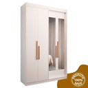 Ver imagem 2 de Guarda Roupa Solteiro com Espelho 4 Portas 2 Gavetas 100% MDF Manila Branco Ártico