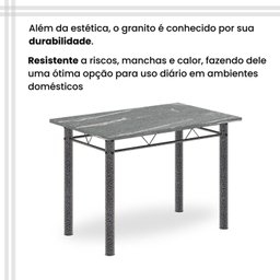 Conjunto de Mesa Tubular 100cm X 60cm Tampo em Granito com 4 Cadeiras - 9