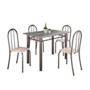 Ver imagem 2 de Conjunto de Mesa Tubular 100cm x 60cm Tampo em Granito com 4 Cadeiras Prata/Bege