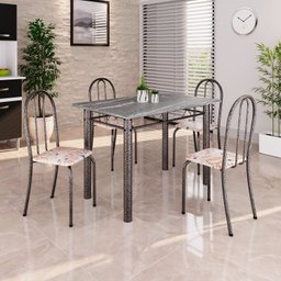 Conjunto de Mesa Tubular 100cm X 60cm Tampo em Granito com 4 Cadeiras - 1
