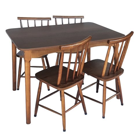 Jogo de Jantar Colonial Brisa Mesa 110x80 Cm + 04 Cadeiras Imbuia Rustico