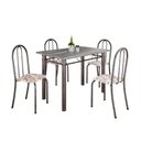 Ver imagem 2 de Conjunto de Mesa Tubular 100cm x 60cm Tampo em Granito com 4 Cadeiras Prata/Arabesco