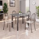 Ver imagem 1 de Conjunto de Mesa Tubular 100cm x 60cm Tampo em Granito com 4 Cadeiras Prata/Arabesco