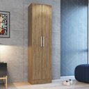 Ver imagem 1 de Armário Multiuso 2 Portas 5 Prateleiras Marrom/Wood