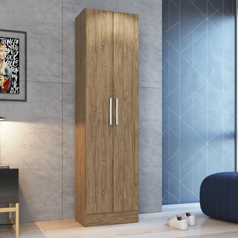 Armário Multiuso 2 Portas 5 Prateleiras Marrom/Wood