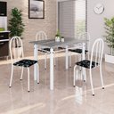 Ver imagem 1 de Conjunto de Mesa Tubular 100cm x 60cm Tampo em Granito com 4 Cadeiras Branco/Preto