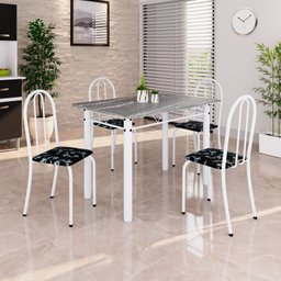 Conjunto de Mesa Tubular 100cm X 60cm Tampo em Granito com 4 Cadeiras - 1